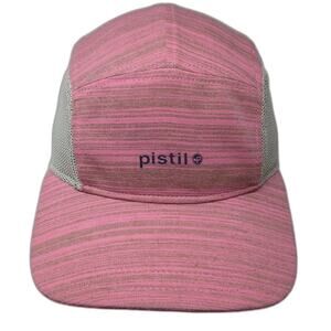 Pistil 5 Panel Pink One Size Mesh Back Strapback Hat Embroidered Logo